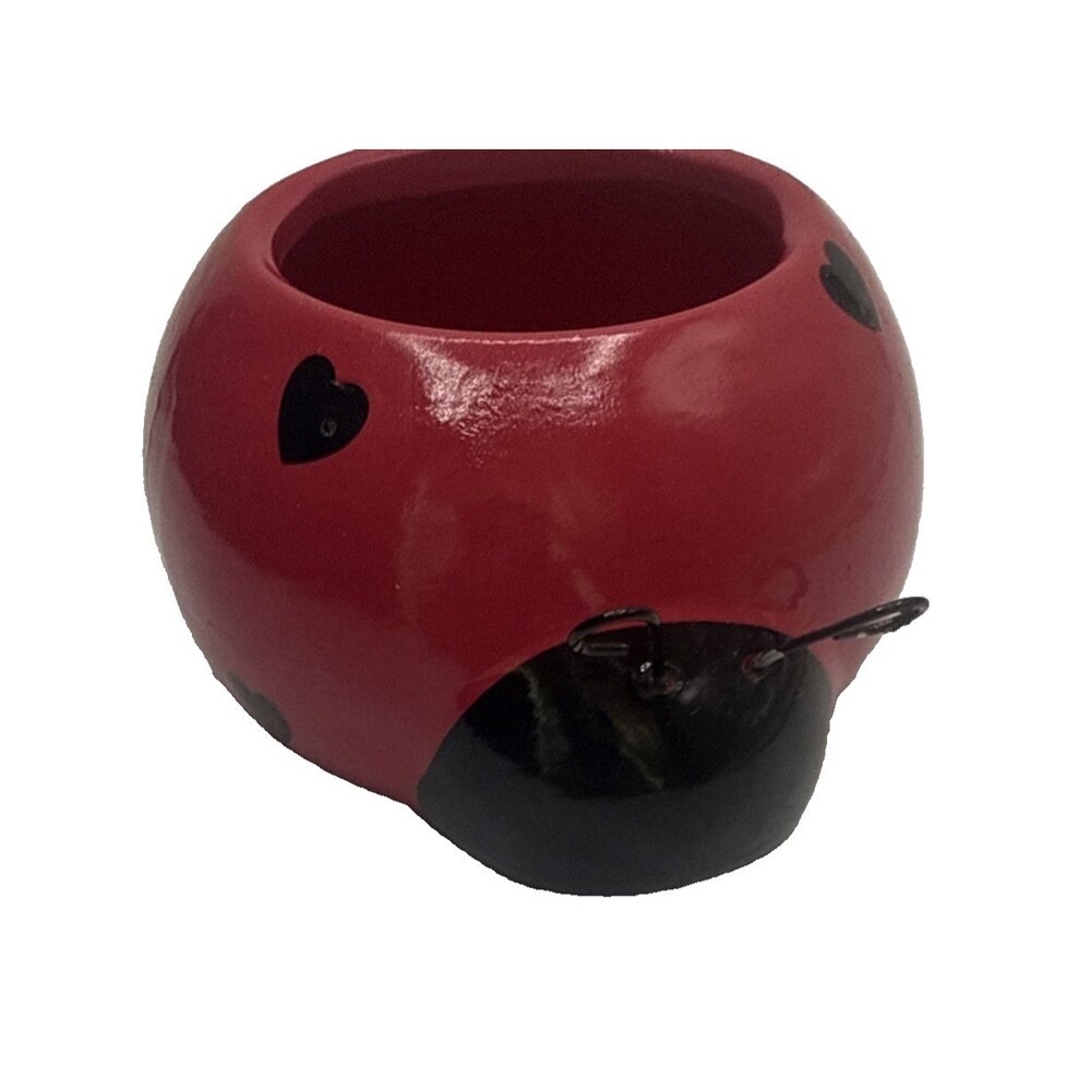 Novelty Ceramic Ladybug Planter Pot Small, 4.5" x 2" Red